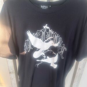 boohooMAN Gothic Dove Graphic Tee‎ Black Medium Men’s Streetwear T-Shirt
